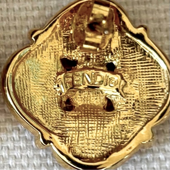 FENDI Gold and Ivory Pearl Stud Earrings - Picture 4 of 9